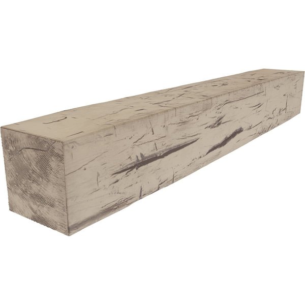 Ekena Millwork Hand Hewn Faux Wood Fireplace Mantel, Aged Pine, 4"H x 8"D x 84"W MANUHH04X08X84AP